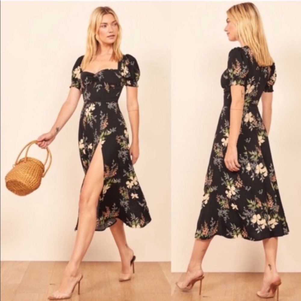 Reformation Lacey Midi Dress in Isabella Floral Si